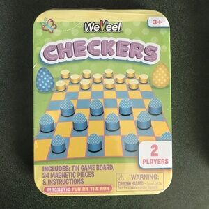 WeVeel Checkers Tin Gameboard + 24 Magnetic Pieces & Instructions New/Sealed